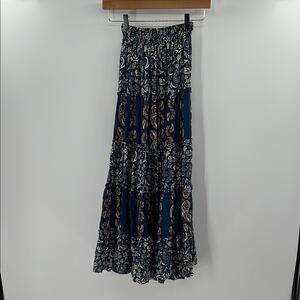 Cool Change Stretch Maxi Skirt - Blue/Cream - XS